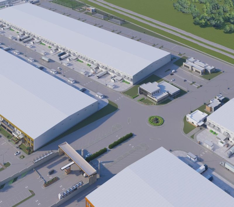 Rendering of Tetakawi’s Mazatlán Manufacturing Community, showcasing modern industrial facilities and logistics infrastructure.