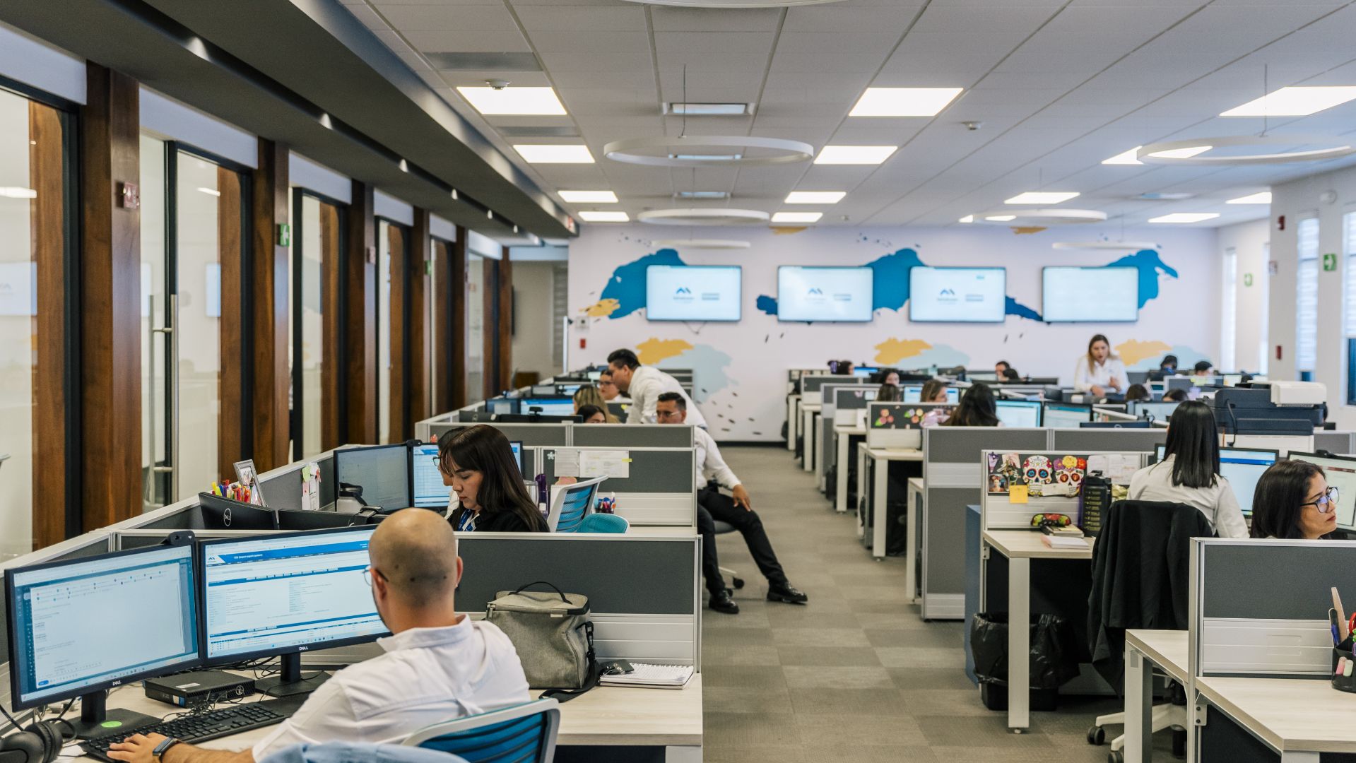 Employees working in office area
