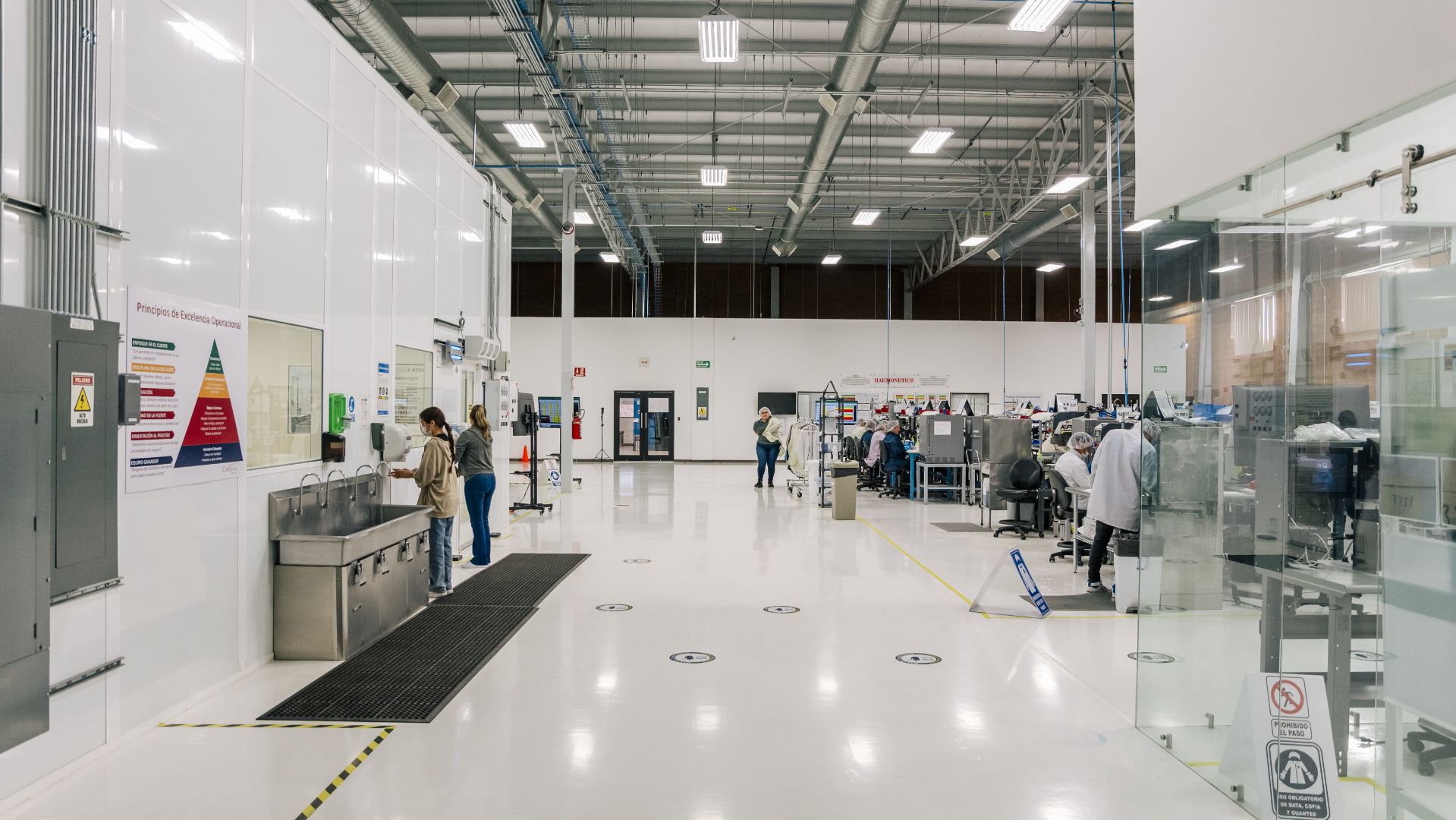 People working in industrial space