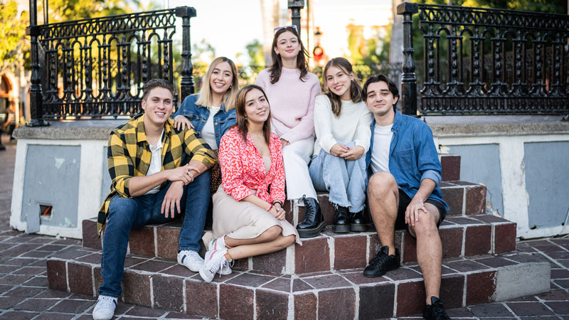 Group of young people on stairs