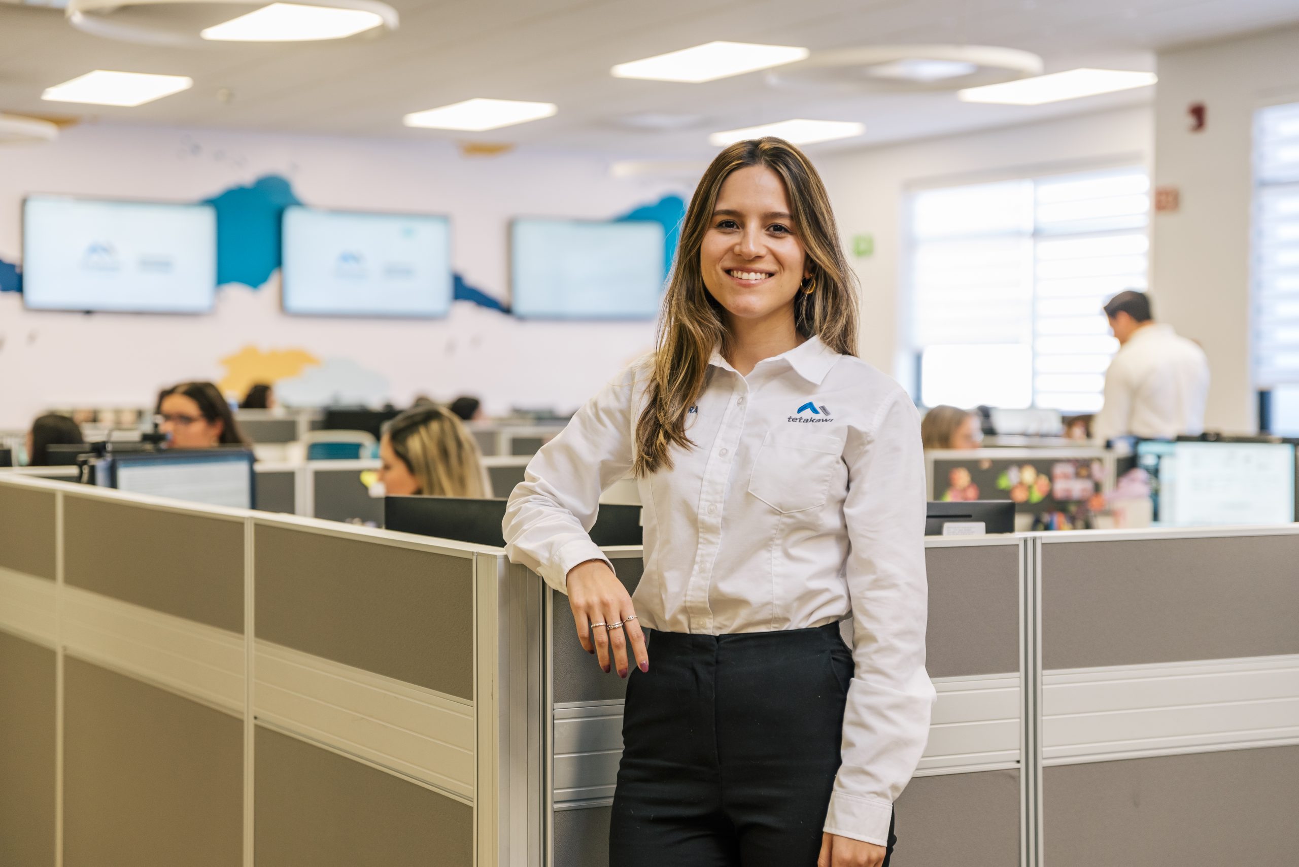 Tetakawi shelter services team member providing administrative support at a manufacturing campus in Mexico