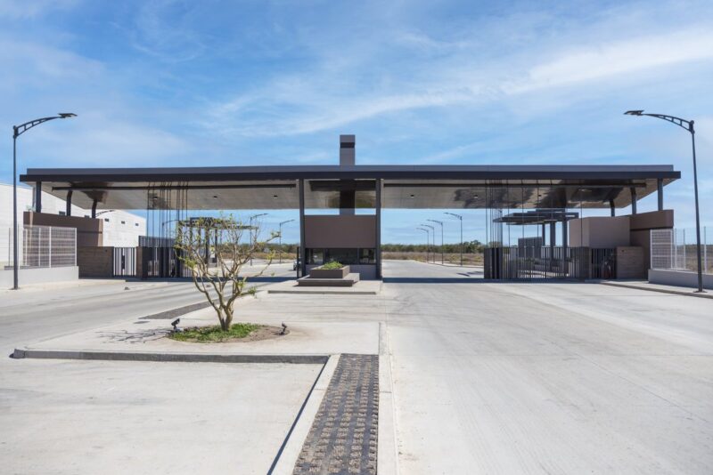 New entrance gateway of Tetakawi's Mazatlan Manufacturing Campus with open boulevard and land for expansion